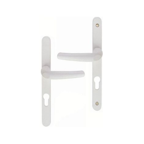 Ouvre&Déco – Lot de 2 poignées de porte PIANOSA à cylindre – Plaques étroites aluminium blanc – Entraxe 195 mm pour portes d'entrée (1/2)