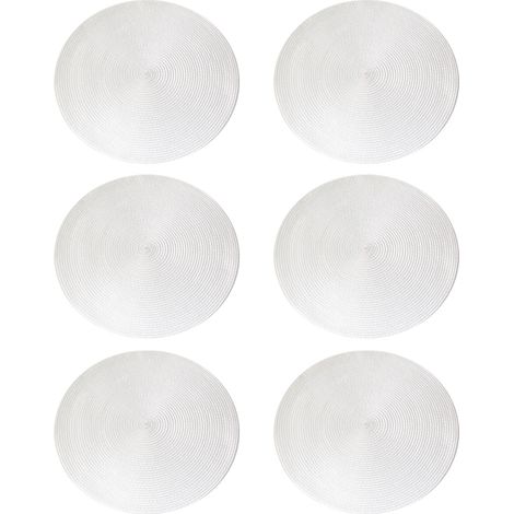 Placemat - PP - Rond - Isolant Thermique - Anti-dérapant - Résistant aux Taches - Pour Intérieur et Extérieur - 6 Pièces (1/5)