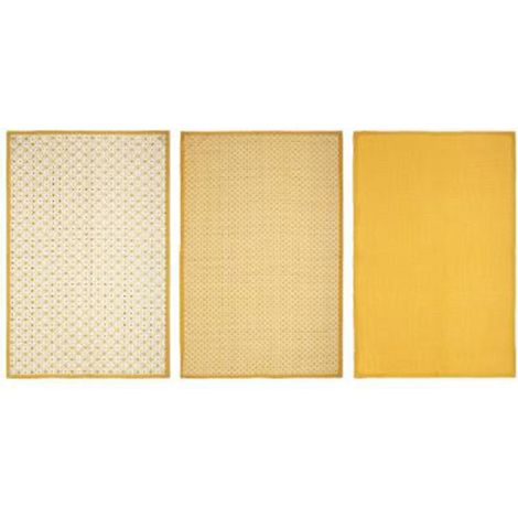 Lot de 3 Torchons "Imprimé" 45x70cm Ocre (1/4)