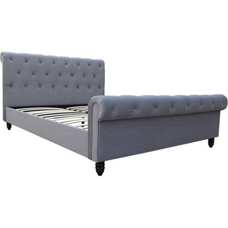 Letto in velluto "Gedefroy" - 140 x 190 cm - grigio