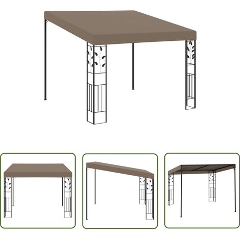 The Living Store Wand-Pavillon 3x3x2,5 m Taupe - Gartenzelt - Wandpavillion - Outdoorzelt - Sonnenschutz - Patioüberdachung (1/5)