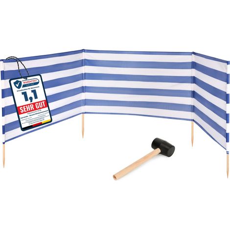 Garronda Paravent Plage Coupe-Vent Camping Brise-Vent avec Marteau en Caoutchouc GAEX001 (Rayures, 4 m) (1/5)