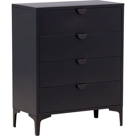 Commode 4 Tiroirs "Piring" 98cm Noir (1/5)