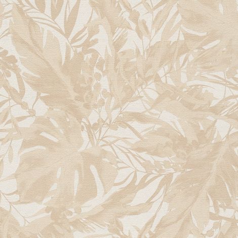 Papier peint nature Profhome 790631 papier peint intissé gaufré à chaud légèrement texturé avec des ornements floraux subtilement chatoyant crème ivoire beige blanc perlé 5,33 m2