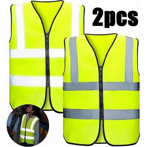2 gilets de sécurité réfléchissants – Haute visibilité, protection à 360°, faciles à nettoyer, légers