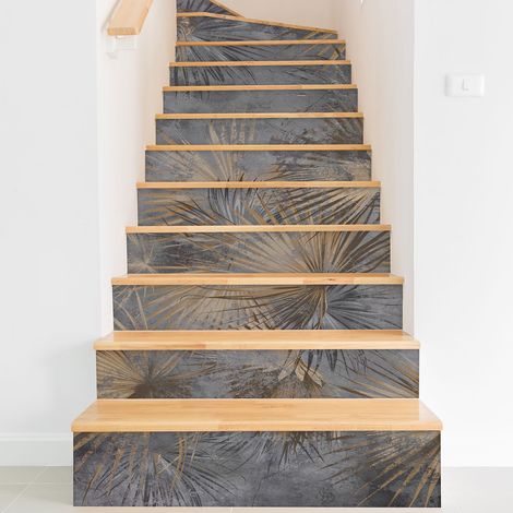 Stickers contremarches escalier - Feuilles - 110 cm x 165 cm - Adhésif + Protection BRILLANTE (1/2)