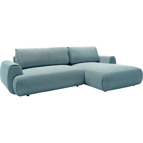 Canapé d'angle droit convertible en tissu chiné bleu MONELIA (1/4)