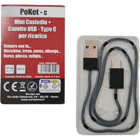 Bravo poket c custodia + cavo type c 93003004 cavetto di ricarica poket-c 93003004