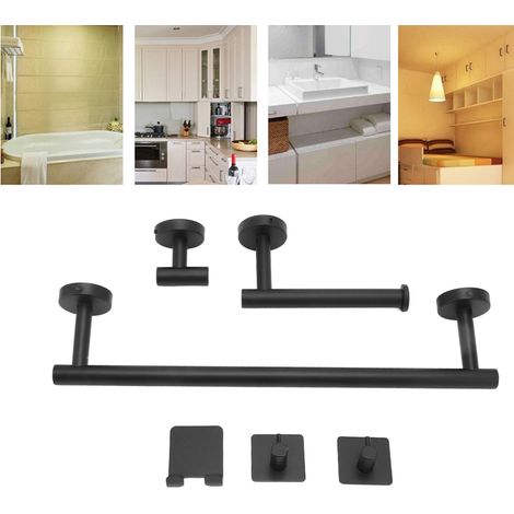 Ensemble de 6 crochets, porte-serviettes, accessoires de salle de bain, porte-papier toilette, accessoires de salle de bain en acier inoxydable (1/5)