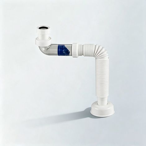 Siphon Horizontal Anti-Odeur Flexible Réglable Ø32mm, Tuyau d'évacuation pour Lavabo Salle de Bain, Clapet à Gravité Sans Garde d’Eau, Installation Facile, Résistant aux Fuites et Obstructions (1/4)