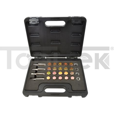 KIT SCARICO TAPPO COPPA OLIO FILETTI RIPARAZIONE FILETTATURA AUTO 64pz G02795 (1/5)