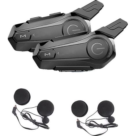 2-Pack Motorcycle Bluetooth Headset for Full-Face Helmets: Allows 2 wireless headsets to intercom (1/5)