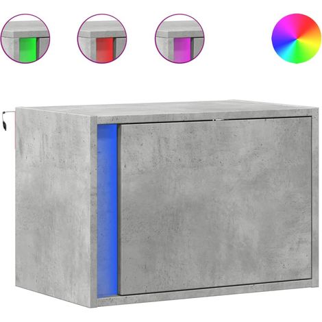 Maison Exclusive - Tables de chevet murales avec lumières LED 2 pcs gris béton (1/5)