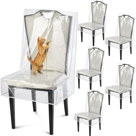 Lot de 6 housses de chaise de salle à manger imperméables en plastique transparent, protège votre chaise de l'eau, de la poussière, des taches et des griffes d'animaux domestiques - 53,3 x 45,7 cm (1/5)