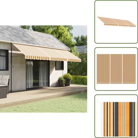 The Living Store Tissu de remplacement pour auvent rayures multicolores 5x3,5 m - Toile De Store - Tissu D'auvent - Auvent De Jardin - Parasol - Abri Solaire (1/5)