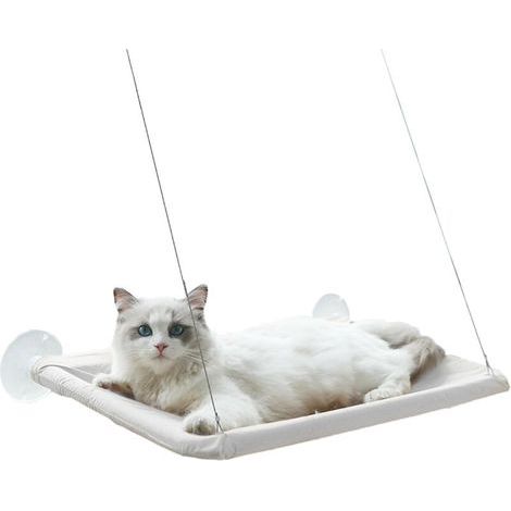Perchoir de fenêtre pour chat – Cadre solide avec ventouses robustes – Tapis en tissu amovible – Pour chats d'intérieur – (1/4)