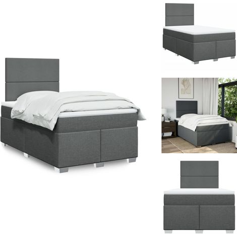 Sommier à lattes de lit avec matelas Gris foncé 120x200cm Tissu - Sommier À Lattes De Lit - Sommiers À Lattes De Lit - Lit - Meuble De Chambre À Coucher (1/5)