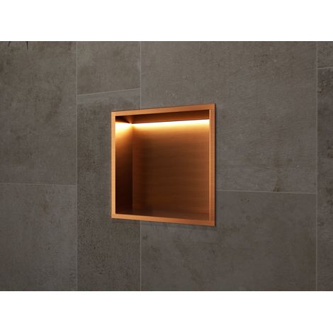 Hornacina de ducha INDIC con LED oro rosa cepillado (1/2)