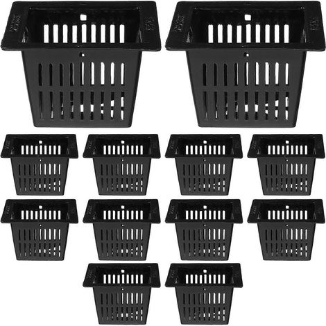 Lot de 12 pots de culture hydroponiques carrés en maille ajourée, robustes et résistants, pour orchidées et aquaponie. (1/4)