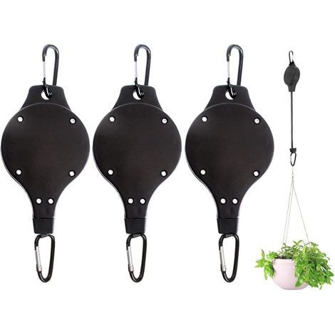 Plant Pulley Sturdy and Easy to Reach Retractable Plant Pulley Hanger for Hanging Flower Basket Hooks for Garden Baskets 3Pcs(7.6 3.5 20cm) (1/5)