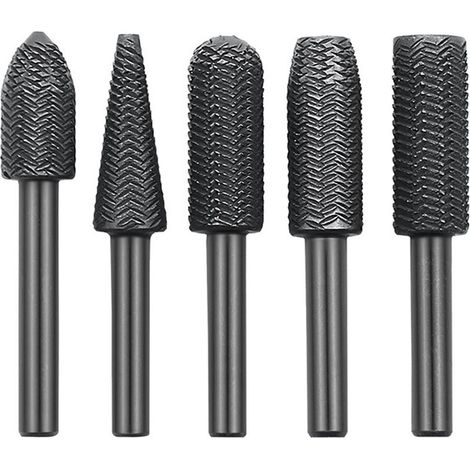 5 pièces Lime rotative en acier gaufré, tête 11 mm, tige 6 mm, pour meulage électrique, dérouillage, ébavurage et alésage (1/5)