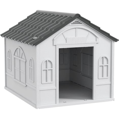 Niche pour chien avec toit en pente, abri résistant aux intempéries pour petits animaux de taille moyenne (moins de 20 kg), niche d'extérieur