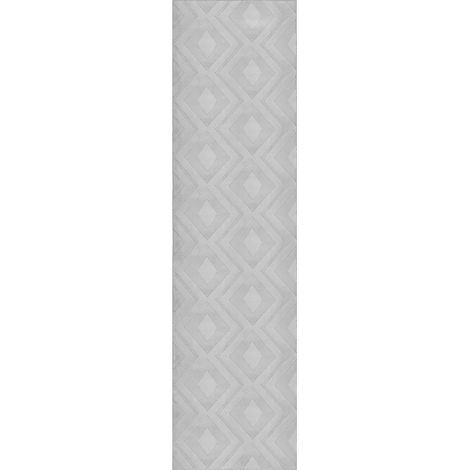 Alfombra de pasillo moderna forma rectangular jacquard 80 x 300 cm pelo corto gris Kevirel (1/5)