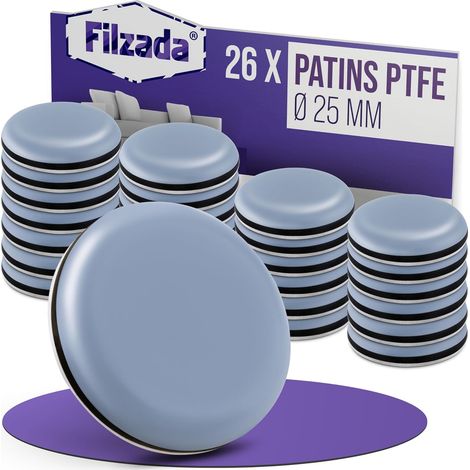 26 Patins Meubles Téflon - Rond 25mm - Glisse Silencieuse - Protection Sols Durs - Pour Chaises et Tables Lourdes (1/5)