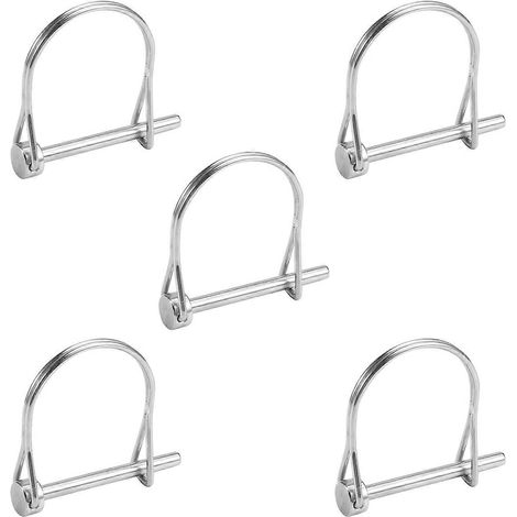 Lot de 5 goupilles de sécurité en acier de 4,8 x 50 mm, en forme de D, pour arête de câble, arbre de verrouillage, coupleur, etc. Convient pour remorques agricoles et voitures. (1/5)