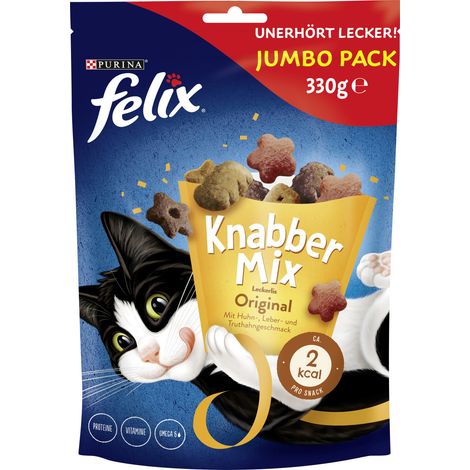 Felix KnabberMix Katzensnack Original mit Huhn, Leber & Truthahn 330 g Katzensnack