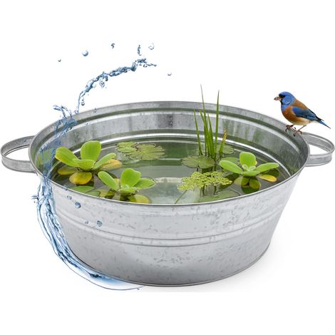 Zinkwanne Pflanzkübel 13 Liter mit Griffen - 40 x 14 cm - Metall Gartenteich Wanne silber verzinkt