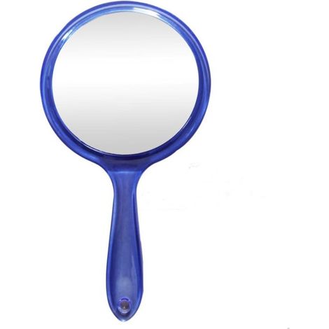 Miroir à main bleu, miroir de beauté portable, coiffeuse miroir compact, accessoire maquillage élégant. (1/5)