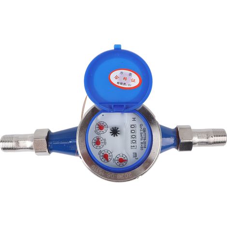 Compteur d'eau à couvercle en acier inoxydable, compteur d'eau mécanique rotatif domestique (1/5)