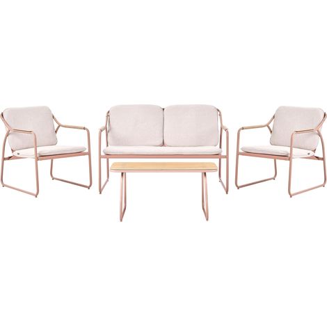 Lounge Set mit Tisch 4-Sitzer CALASCIO Metall Hellbeige