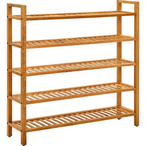 Étagère à chaussures à 5 niveaux 100x27x100 cm Chêne massif vidaXL