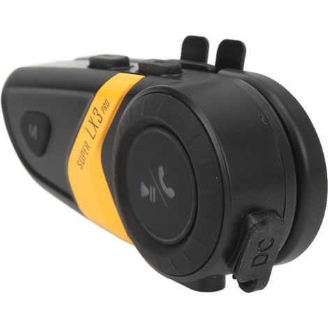 Écouteurs pour casque de moto Bluetooth 5.0, portée de 500 m, appels mains libres, système de communication universel, jaune (1/5)