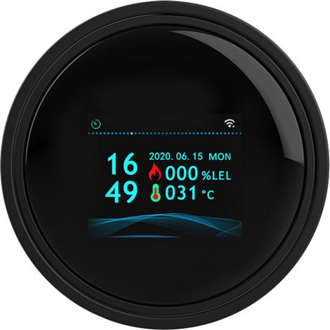 Detecteur de Gaz Intelligent WiFi Tuya APP - Detection Methane & Gaz Naturel pour Cuisine, Salle de Bain, Garage - Alarme Sonore/Lumiere - LCD Ecran Coloré avec Calendrier/Temperature (1/4)