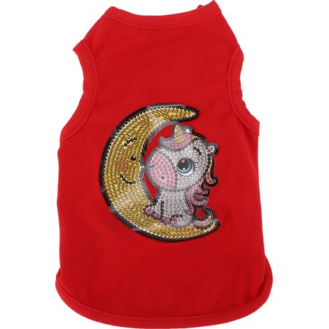 T-shirt pour chien doux et respirant, pyjama pour animaux de compagnie orné de strass, sweat-shirt sans manches pour chiot, rouge, taille S