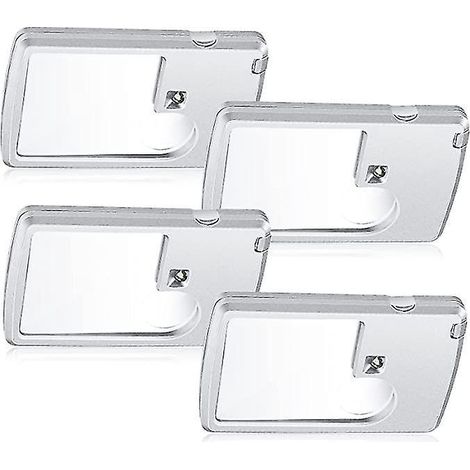 Taschenlupe mit Licht, 4er-Set, 3-fache und 6-fache Vergrößerung, Reiselupe im Kartenformat, Mini-Kreditkartenlupe mit Vergrößerungslinse für die Augen. (1/5)