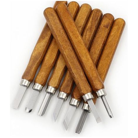 pair 12Pcs Kit d'outils de sculpture sur bois - Ciseaux de sculpture professionnels Poignée de couteau Sculpture Sculptures Expert Carpenter Débutants avec Pierre d'Affutage