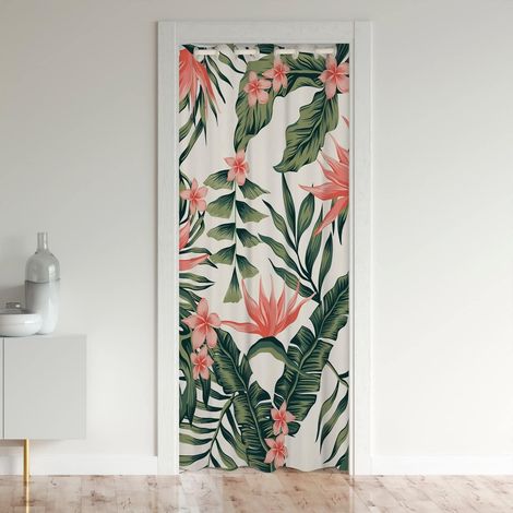 Feuilles Tropicales Palmiers Feuilles Rideau de Porte 150x203cm Botanique Floral Curtain Feuilles Branches Naturel Vert Rideau Occultant Rideaux - 150L X 203H cm (1 Panneaux) (1/5)