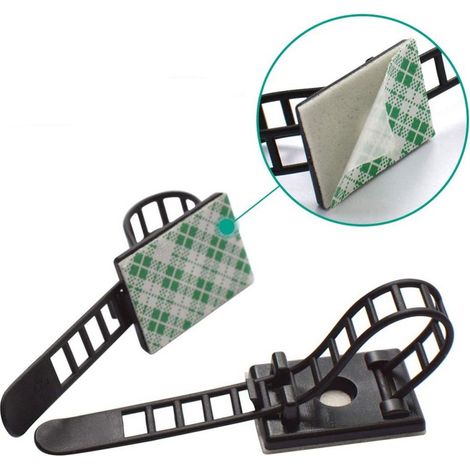 Black Adjustable Cable Holders, 100 Pieces of Cable Clips Adjustable Cable Ties, 3M Self-Adhesive Ca (1/5)