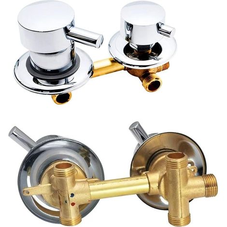 2/3/4/5 Way Mixer Tap Shower Taps, Brass Bath Taps Distance 9 cm/10 cm/12.5 cm/14.5 cm, Bathroom Mixer Tap for Cabin or Hammam (10 cm, Threaded 3 Way) (1/5)