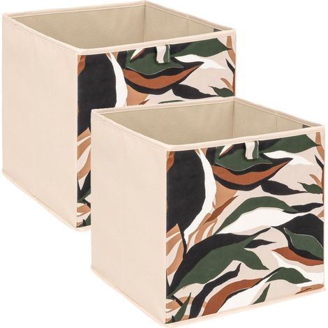 Lot de 2 boites de rangement cubes à motif nature MIX'N MODUL (1/4)
