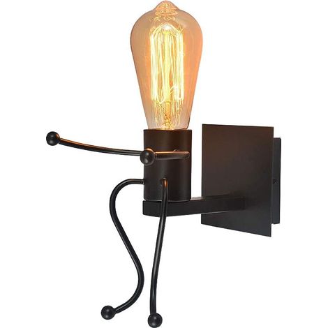 GOECO Applique da parete moderna a LED umanoide, applique da parete in ferro robot, lampada da parete per interni vintage E27 per soggiorno, camera da letto, corridoio, ristorante, cucina, bar (1/5)