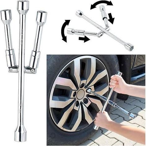 Clé de roue en croix pliable pour écrous 17/19/21/23 mm (1/4)