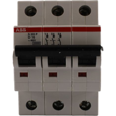 Interruttore magnetotermico 3 poli 3 moduli 16A curva D serie UL ABB