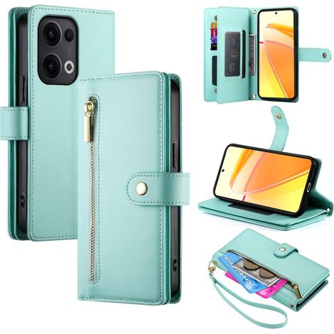 Oppo Reno 13 Pro 5G Flip Case, Brieftasche mit Reißverschlussfach, Mint (1/5)