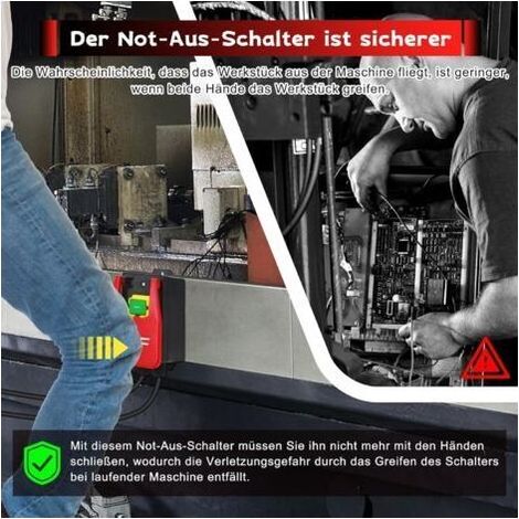 Einphasig 220 V, Druckknopfschalter, Sicherheitsschalter mit Steckdose, Schnellstoppschalter für den Frästisch und andere Geräte (Stopp) (1/3)