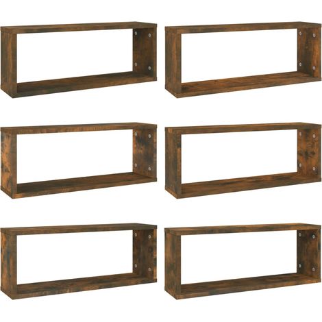 Estantes cúbicos de pared 6 uds madera roble ahumado 60x15x23cm vidaXL